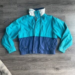 Vintage Towncraft Full Zip Two Tone Teal/Blue Windbreaker Jacket Size M